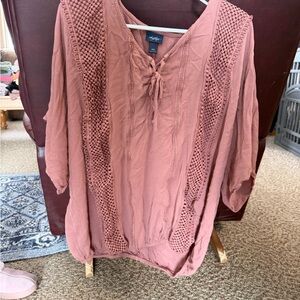 Daytrip Mauve Crochet Tunic Top